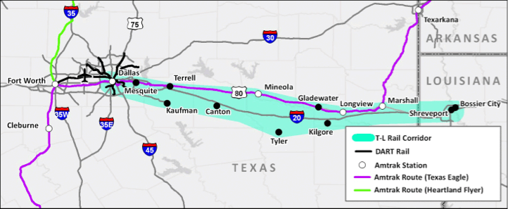 TX-LA Rail Map